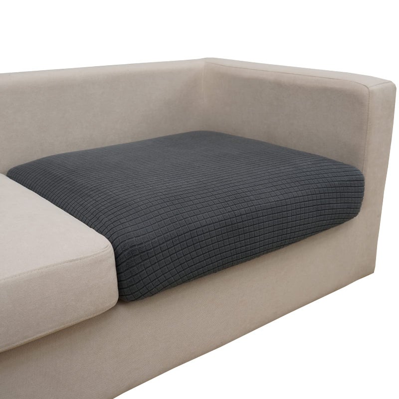 Eismodra Couch Cushion Covers Magic Stretch Sofa Slipcover for 3 Cushion Couch Dogs Pet L Shape 2 Seat Replacement Furniture Protector Dark Gray Length 25-37 inches(Only 1 Piece) - Image 1